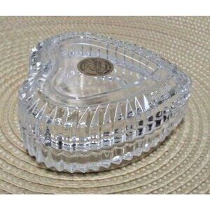 Lead Crystal Trinket Box Jewelry Holder Glass Heart shaped Cristal d' Arques EUC